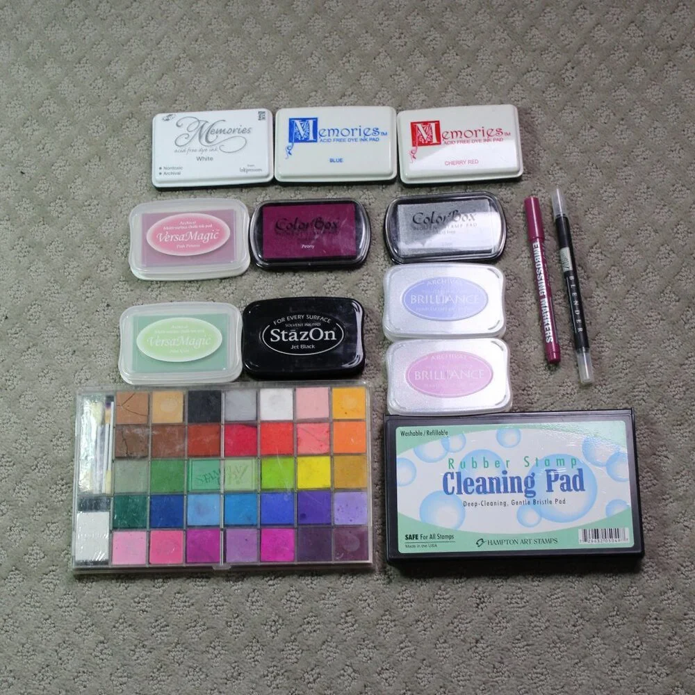 Crafter's Lot of Various Brands 10 Inks, Stampin' Up Watercolor Palette & Pens